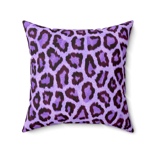 Almohada cuadrada de poliéster hilado - Textura Violeta Leopardo