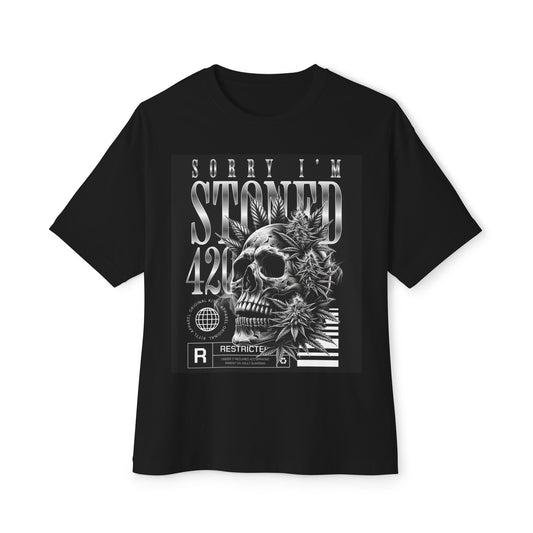 Sorry I'm Stoned Graphic - Unisex Oversized Boxy Tee, Casual Streetwear, 420 Celebration