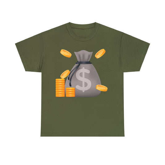 Camiseta unisex de algodón pesado - Monedas y bolsa de dinero