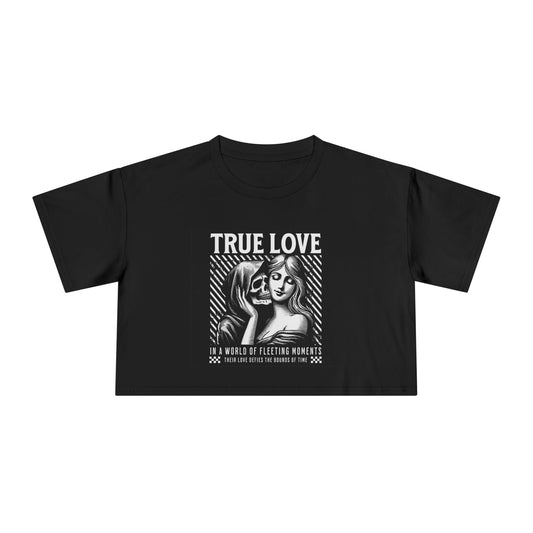 True Love Women's Crop Tee - Romantic Casual Top for Everyday Wear, Gifts for Her, Date Night