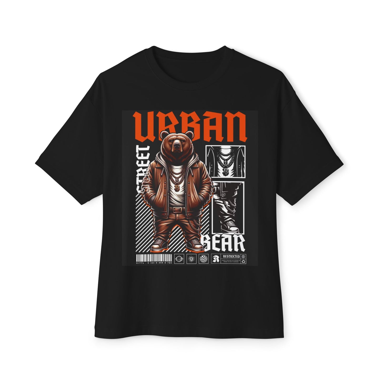 Urban Bear Graphic Tee - Unisex Oversized Boxy Style, Streetwear Fashion