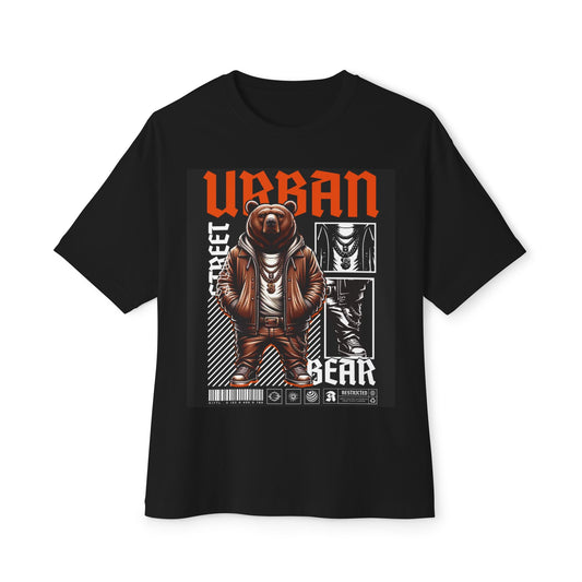 Urban Bear Graphic Tee - Unisex Oversized Boxy Style, Streetwear Fashion