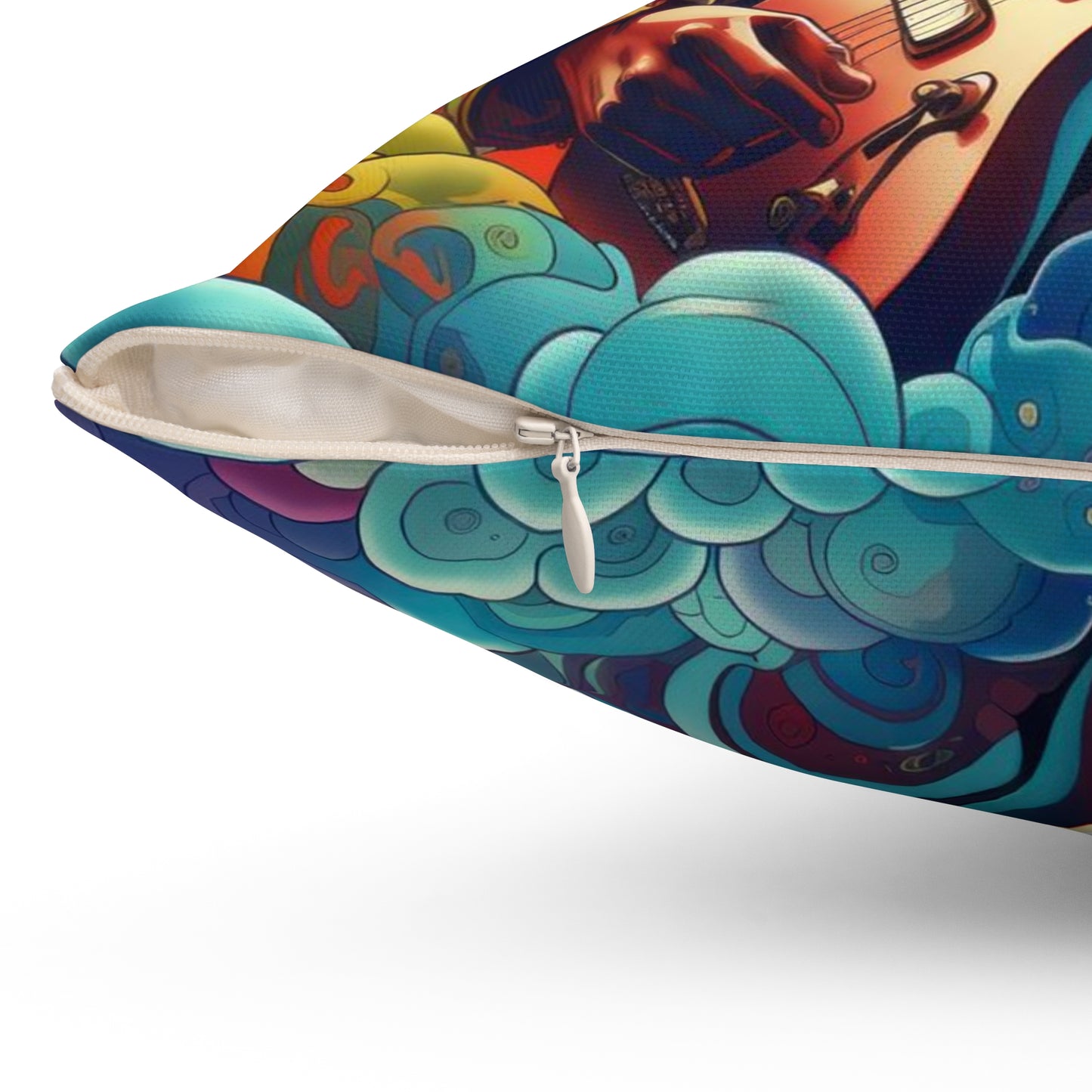 Almohada cuadrada de poliéster hilado - Ilustraciones de Jimi Hendrix