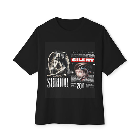 SORROW Silent Design - Unisex Oversized Graphic Tee, Relaxed Fit Shirt for Casual Wear