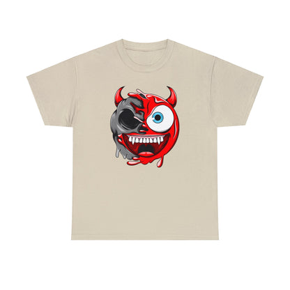 Camiseta unisex de algodón pesado - Expresión confusa con cara de diablo