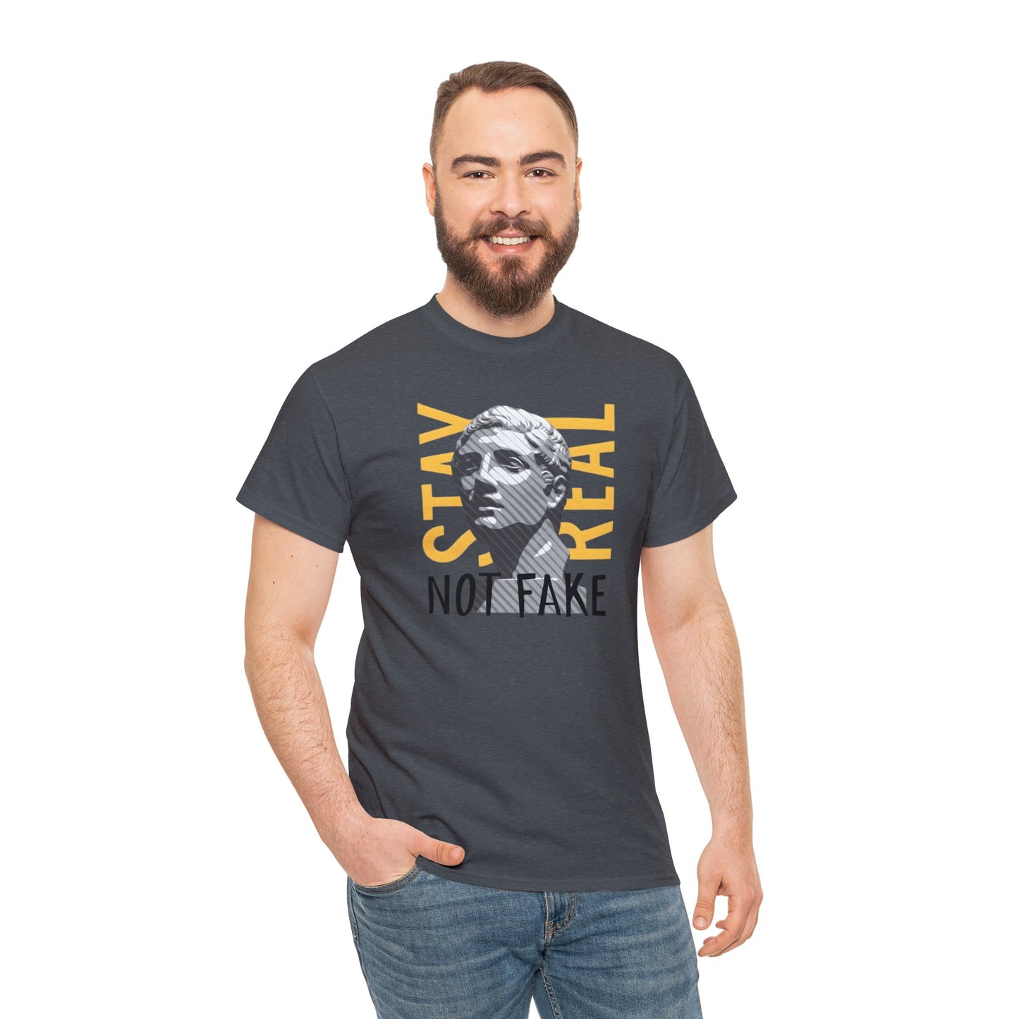 Camiseta unisex de algodón pesado - La estatua griega se mantiene real, no falsa