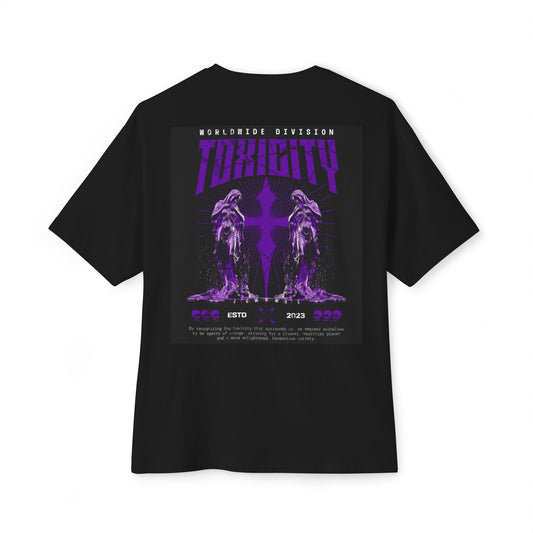 Unisex Oversized Tee with Toxicity Graphic - Casual Streetwear, Festival Outfit