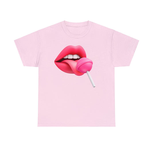 Camiseta unisex de algodón pesado - Labios femeninos sexys y lamiendo lengua