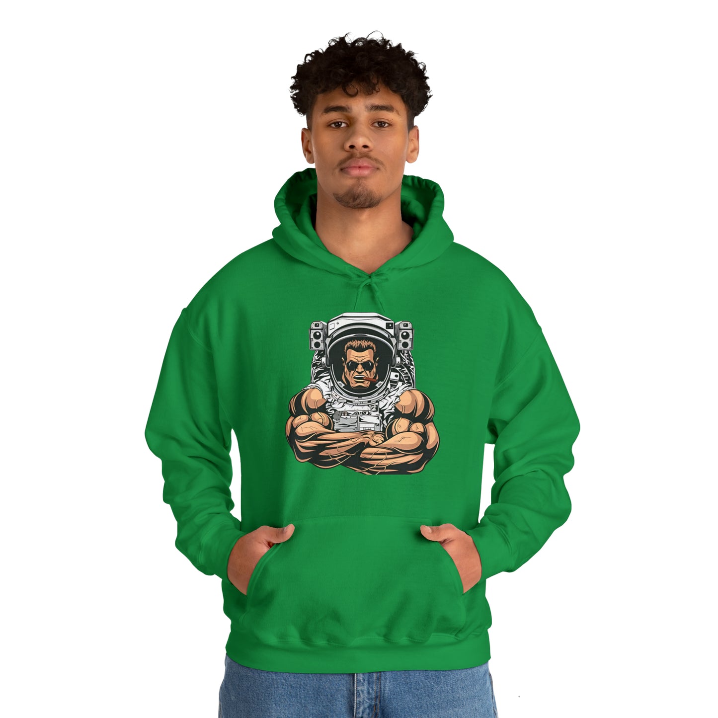 Sudadera con capucha unisex Heavy Blend™ - Culturista con traje de astronauta