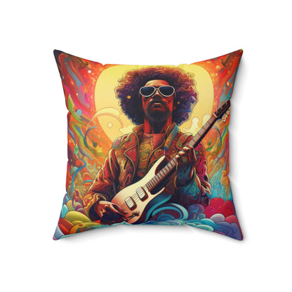 Almohada cuadrada de poliéster hilado - Ilustraciones de Jimi Hendrix