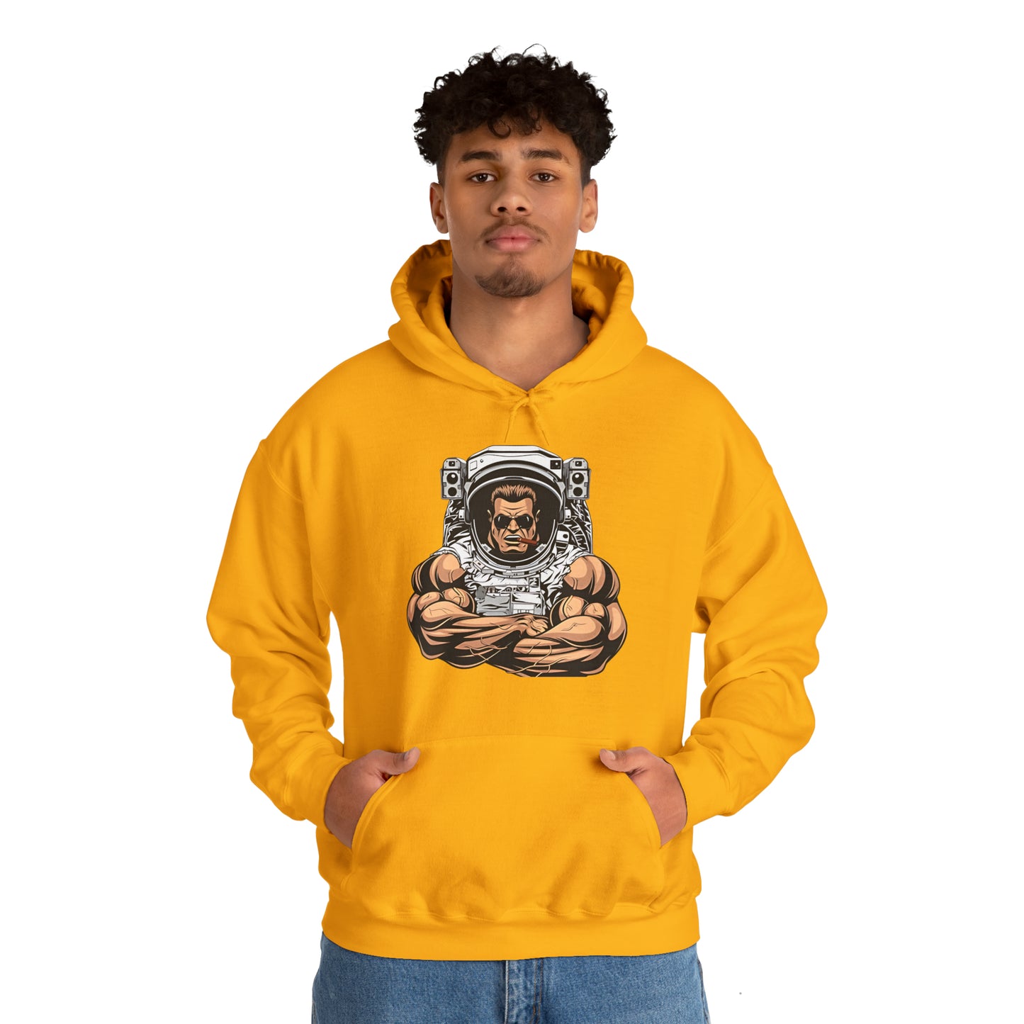 Sudadera con capucha unisex Heavy Blend™ - Culturista con traje de astronauta