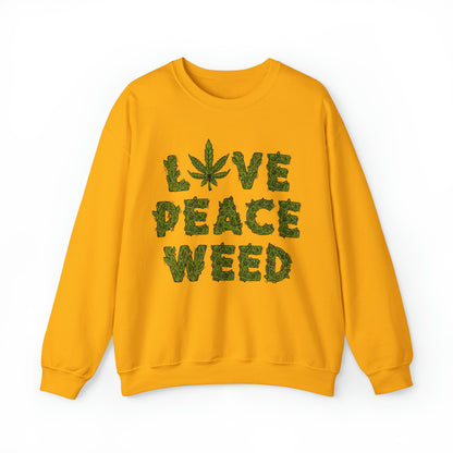 Sudadera unisex con cuello redondo Heavy Blend™ - Love Peace Weed