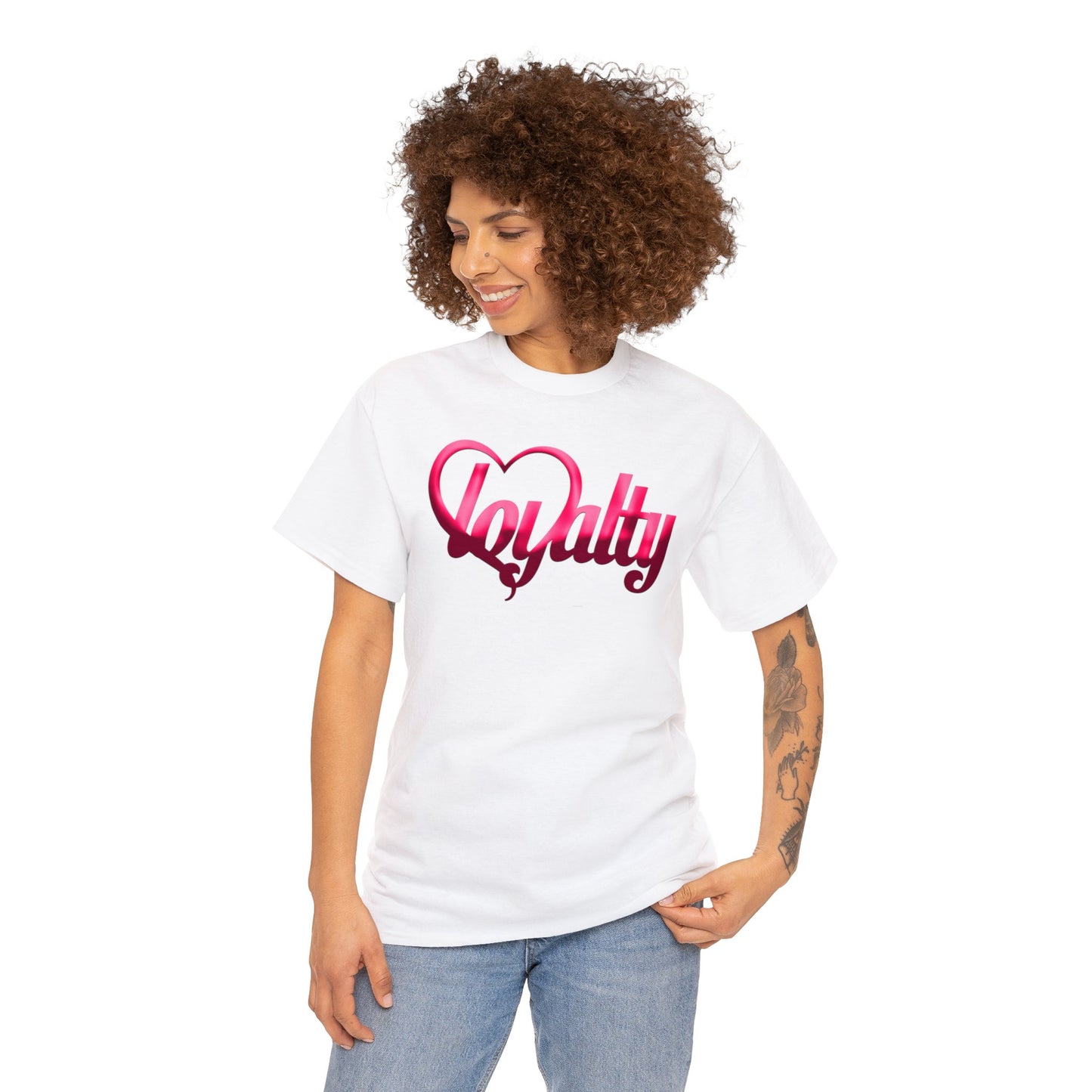 Camiseta unisex de algodón pesado - Corazón rosa de lealtad