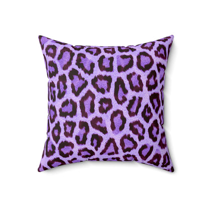 Almohada cuadrada de poliéster hilado - Textura Violeta Leopardo