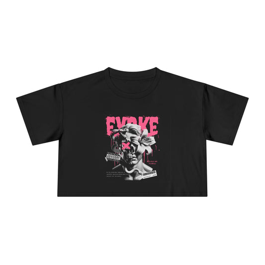 Evoke Women's Crop Tee, Casual Streetwear Top, Graphic Crop Top, Summer Style Essence