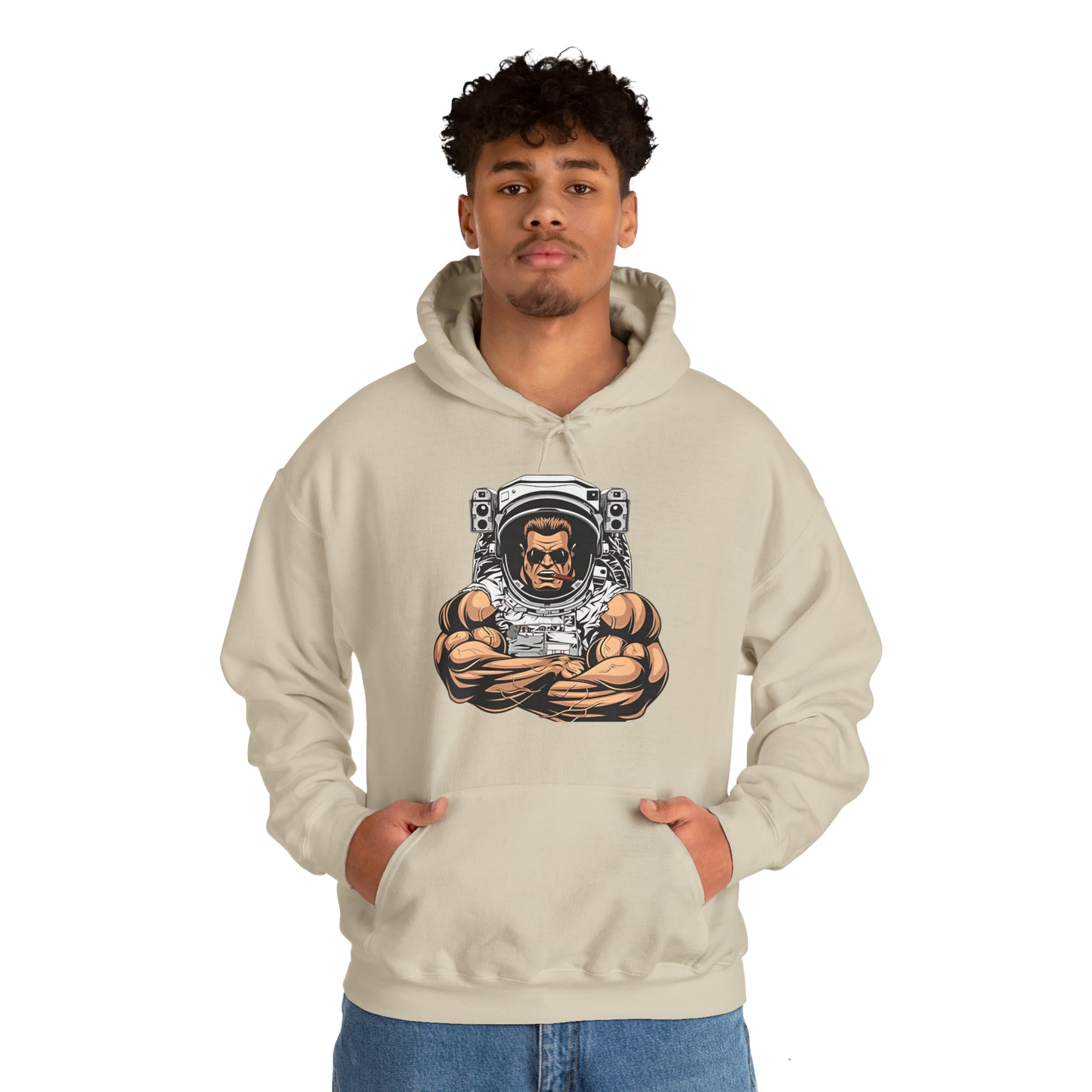 Sudadera con capucha unisex Heavy Blend™ - Culturista con traje de astronauta