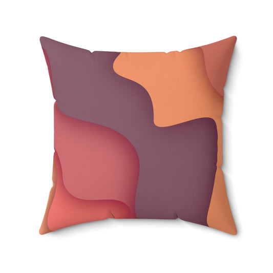 Almohada cuadrada de poliéster hilado - Derrame de color de onda abstracta