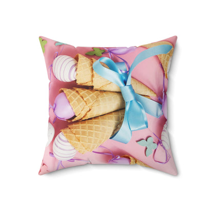 Almohada cuadrada de poliéster hilado - Cindy Berry en Pascua