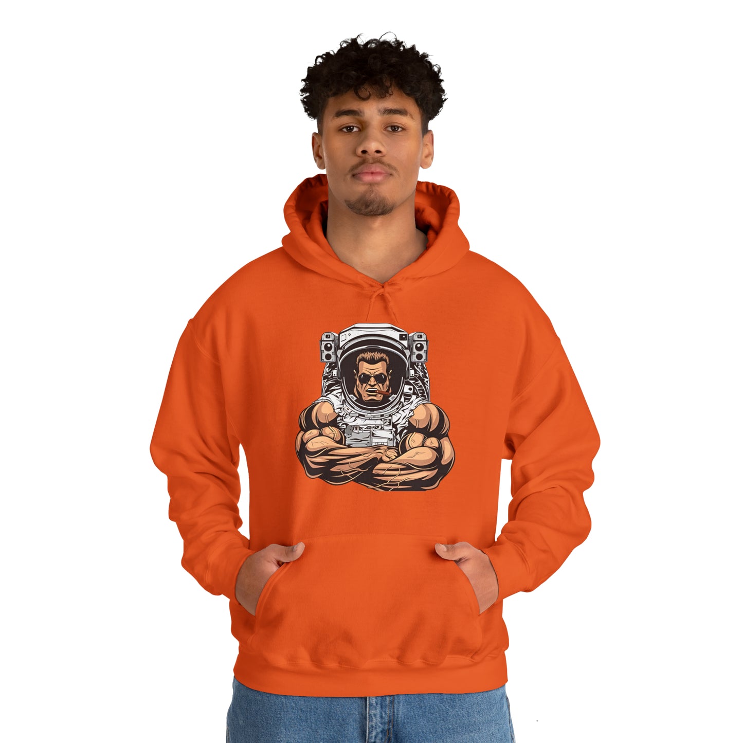Sudadera con capucha unisex Heavy Blend™ - Culturista con traje de astronauta