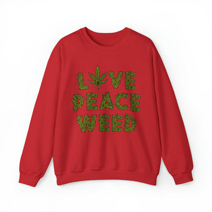 Sudadera unisex con cuello redondo Heavy Blend™ - Love Peace Weed