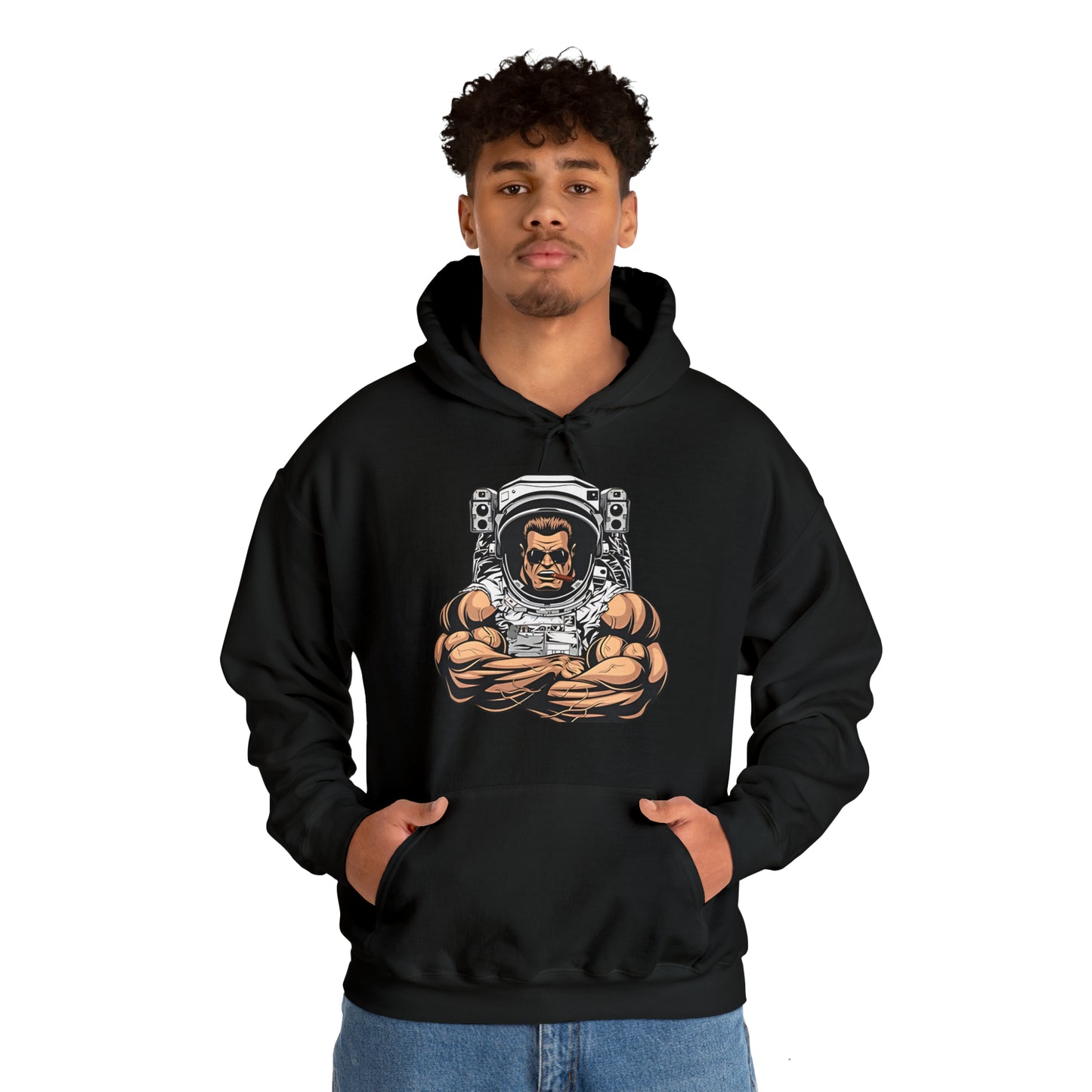 Sudadera con capucha unisex Heavy Blend™ - Culturista con traje de astronauta