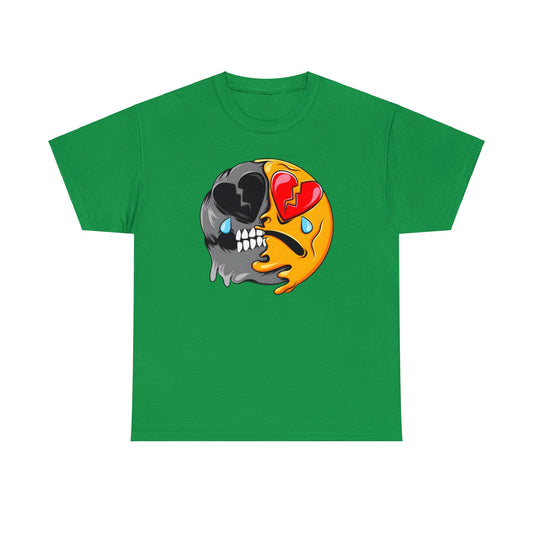 Camiseta unisex de algodón pesado - Expresión confusa con una cara de corazón roto