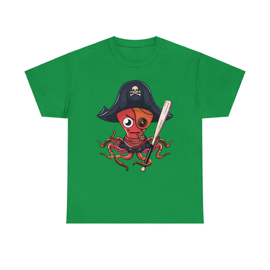 Camiseta unisex de algodón pesado - Octopus Cyborg Pirate