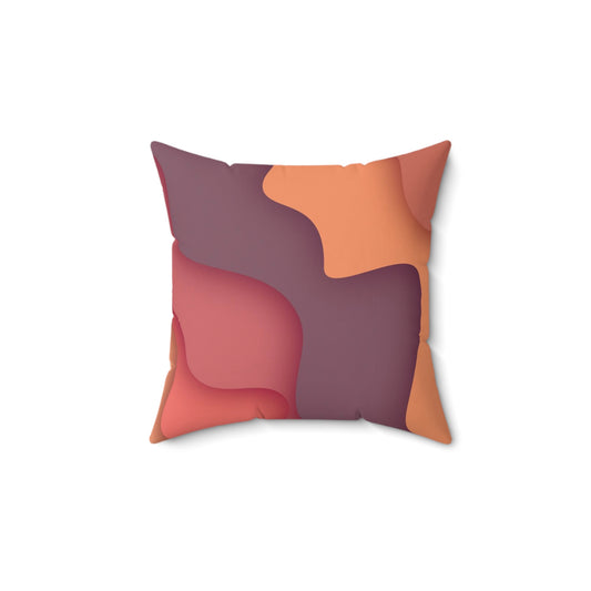 Almohada cuadrada de poliéster hilado - Derrame de color de onda abstracta