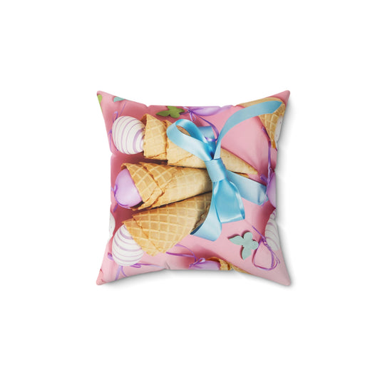 Almohada cuadrada de poliéster hilado - Cindy Berry en Pascua