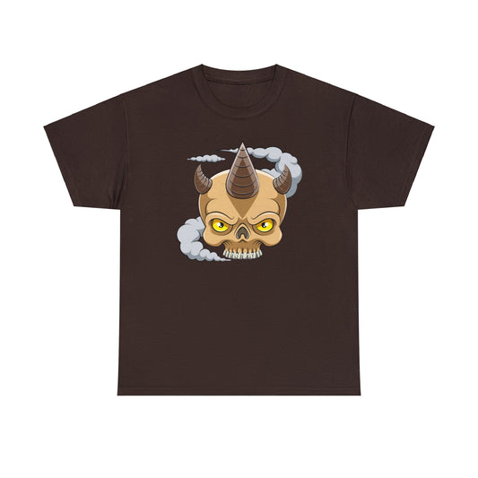 Camiseta unisex de algodón pesado - Cabeza de calavera con cuerno