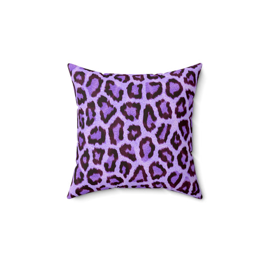Almohada cuadrada de poliéster hilado - Textura Violeta Leopardo