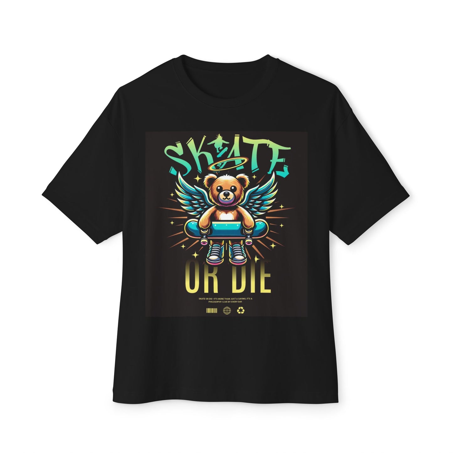 Skate or Die Graphic Tee, Fun Streetwear, Unisex Boxy Shirt, Casual Outfit, Gift for Skateboarders