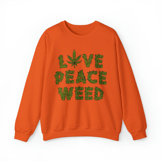 Sudadera unisex con cuello redondo Heavy Blend™ - Love Peace Weed