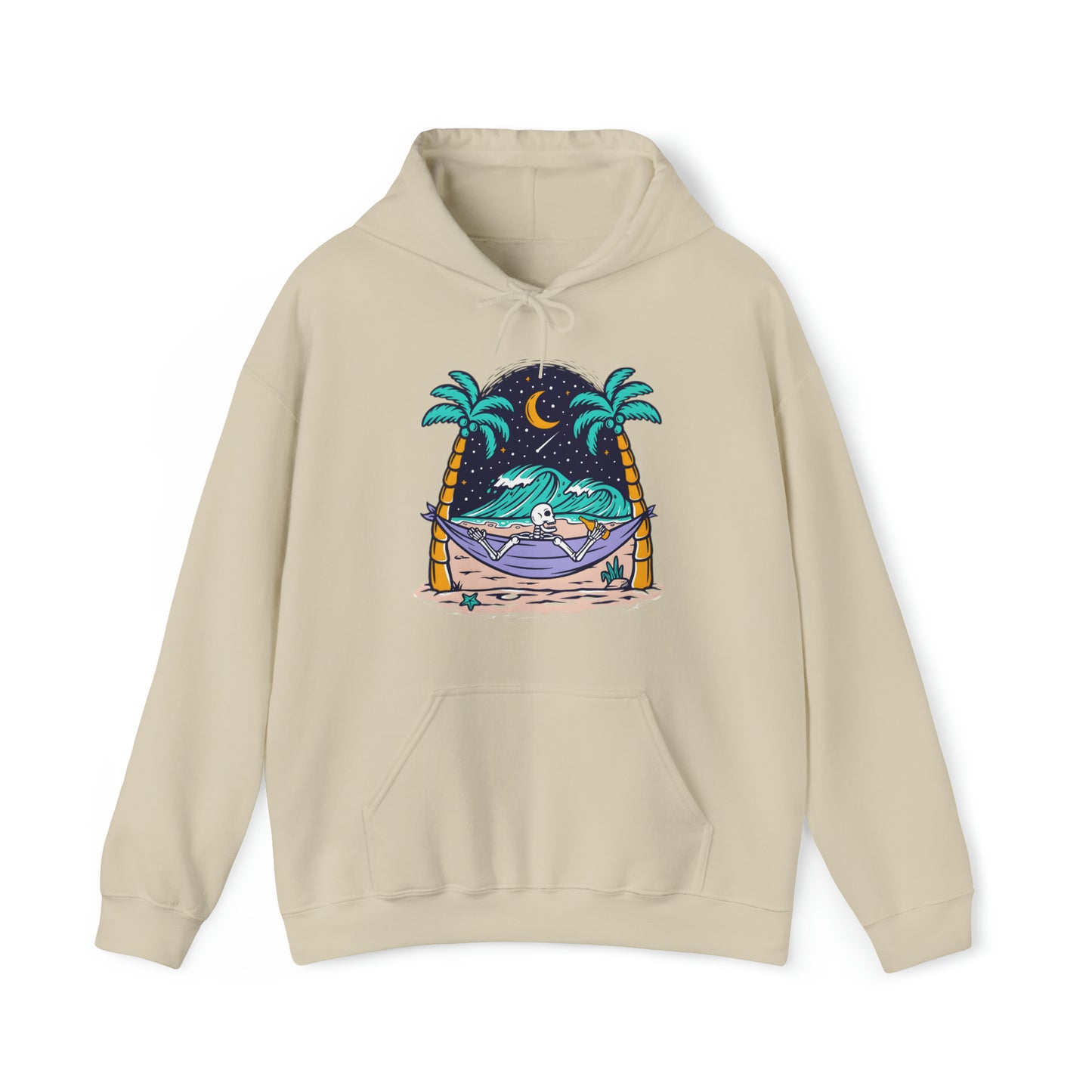 Sudadera con capucha unisex Heavy Blend™ - Calavera tomando tiempo para relajarse