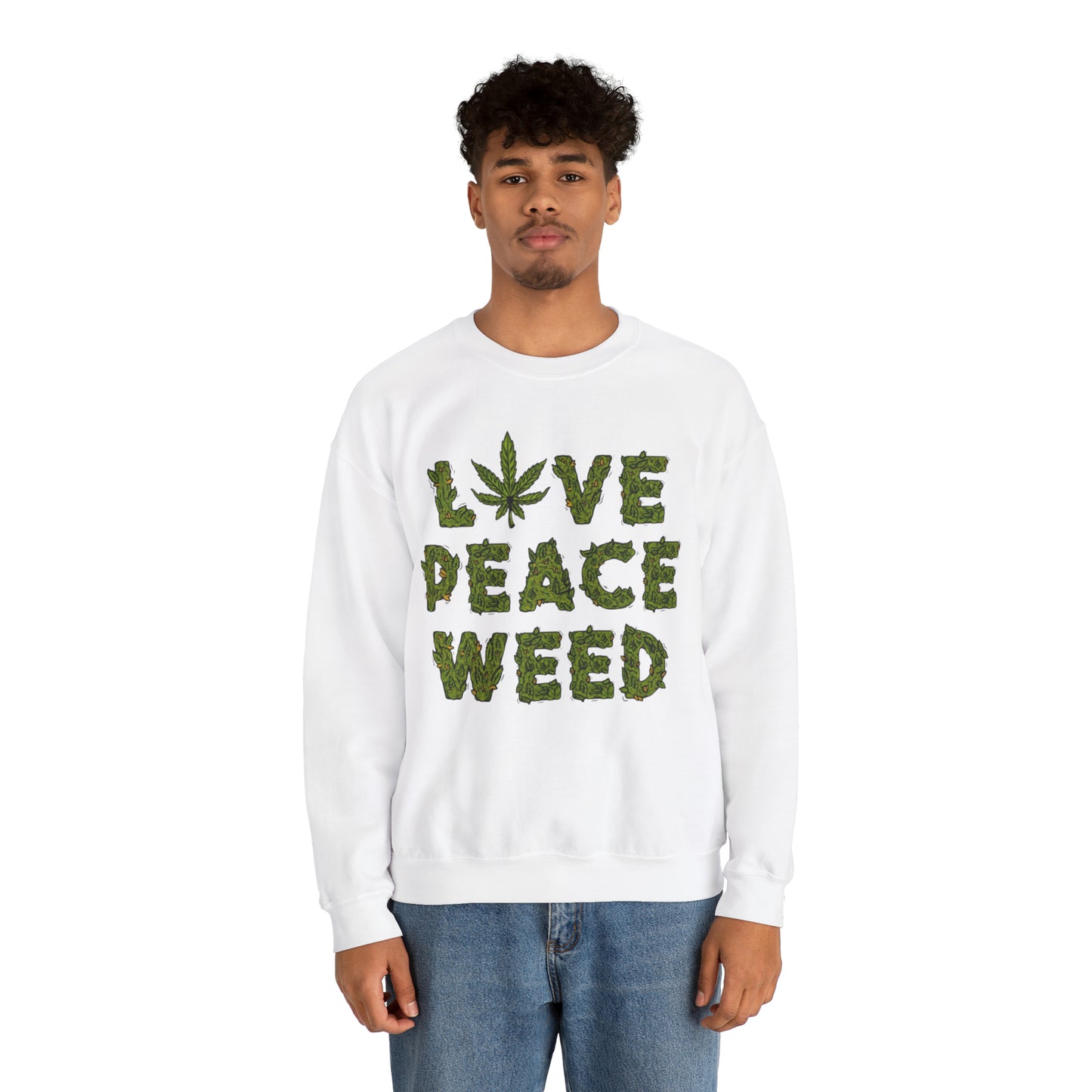 Sudadera unisex con cuello redondo Heavy Blend™ - Love Peace Weed
