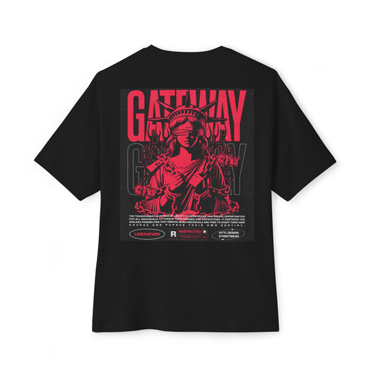 Gateway Unisex Boxy Graphic Tee - Retro Gateway Graphic T-Shirt, Oversized Casual Top, Streetwear Style Tee