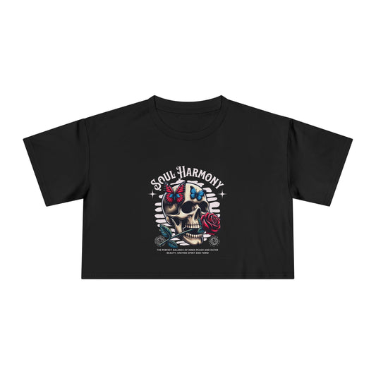 Soul Harmony Women's Crop Tee - Stylish Summer Top, Festival Wear, Boho Chic Tee, Graphic Crop Shirt