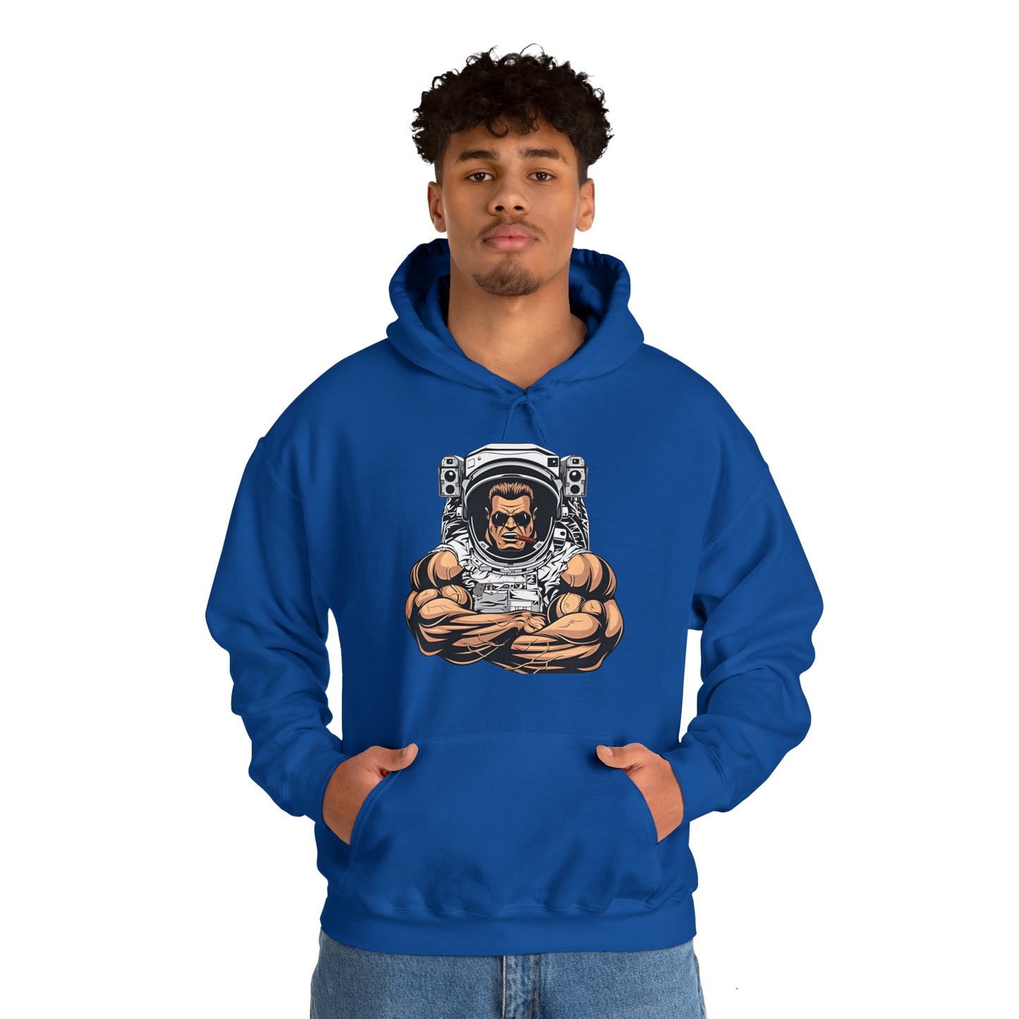 Sudadera con capucha unisex Heavy Blend™ - Culturista con traje de astronauta